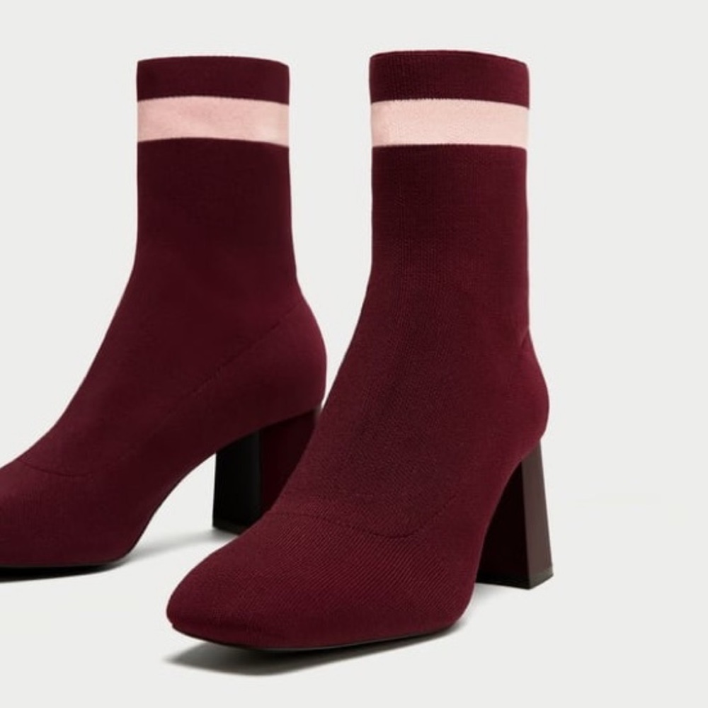 Zara Burgundy and Pink Ankle Boots